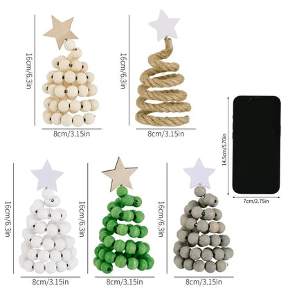 Handmade Wooden Christmas Tree Desktop Ornament - Creative Holiday Decor