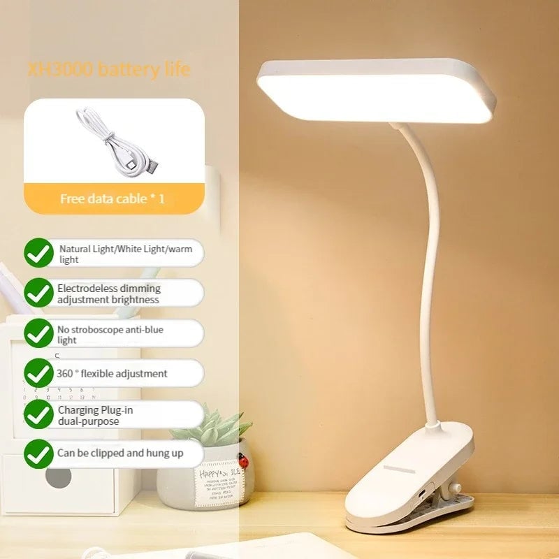 USB Rechargeable LED Desk Lamp 360° Flexible Eye Care Dimmable