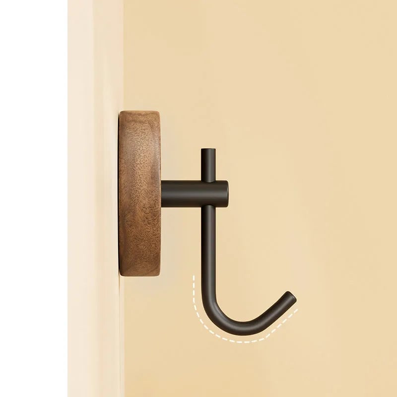 Self-Adhesive Natural Wood Wall Hooks - Modern Coat Hat Key Hanger