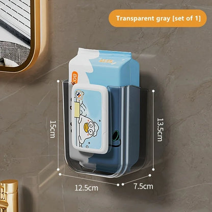 Wall-Mounted Punch-Free Wet Wipe Dispenser Storage Box Kitchen Bath