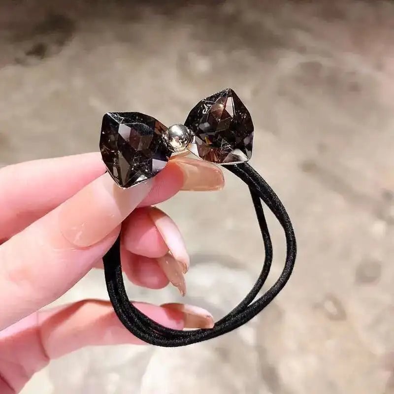 Diamond Bow Elastic Hair Bands - Sparkly Hair Ties for Women Girls