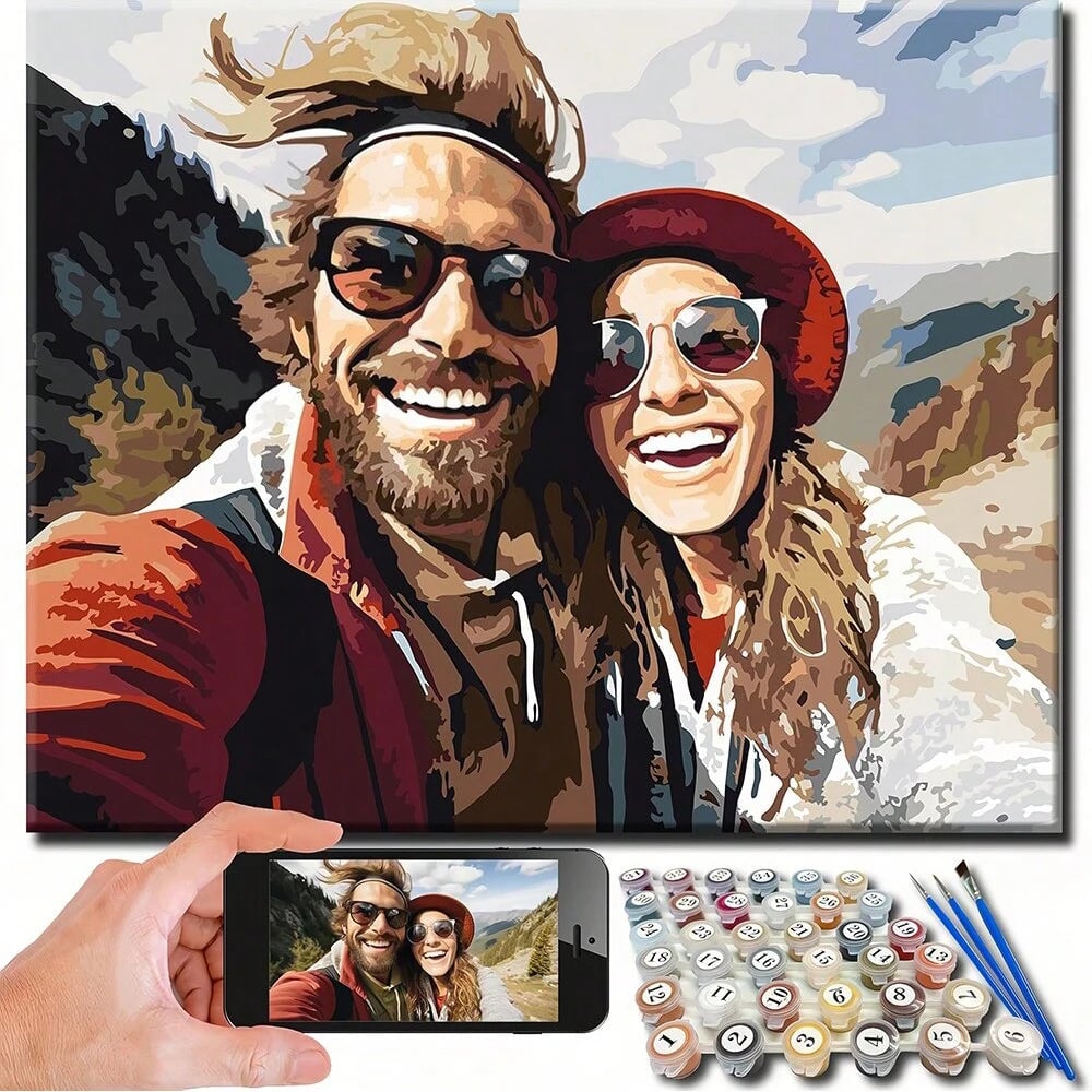 Custom Photo Paint by Numbers Kit Couples Travel Memory DIY Wall Art