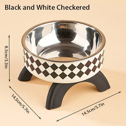 Raised Stainless Steel Pet Bowl - Elevated Dog Cat Feeder Stand