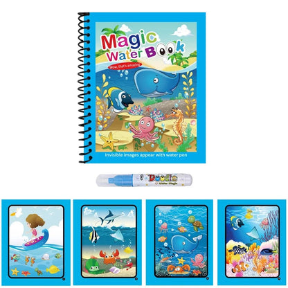 Magic Water Drawing Book Reusable Mess-Free Paint Pad Refillable Pen