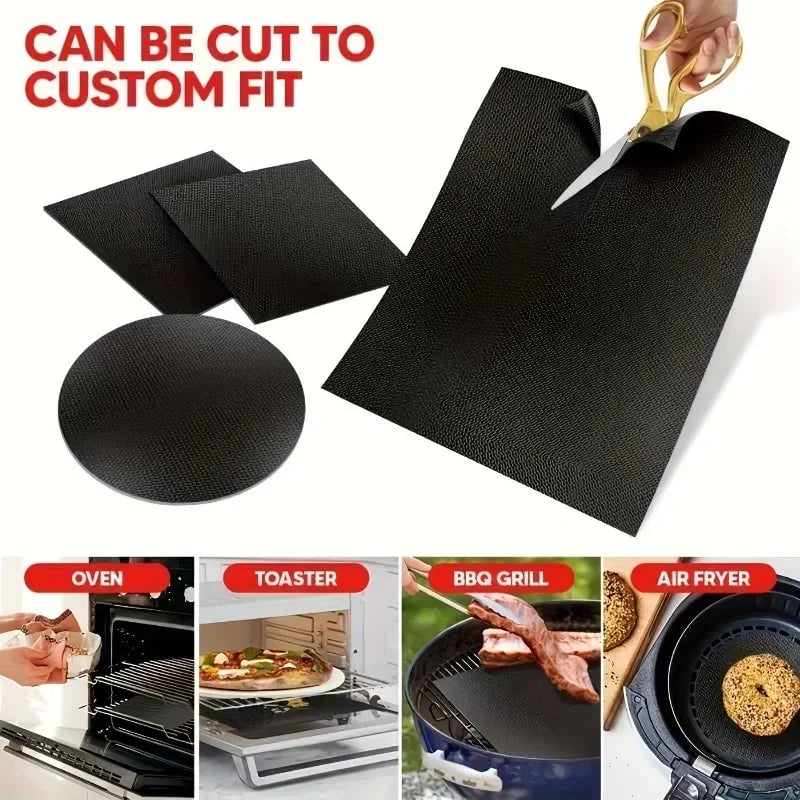 4-Size Non-Stick Reusable Oven Liners BBQ Grill Mat Set