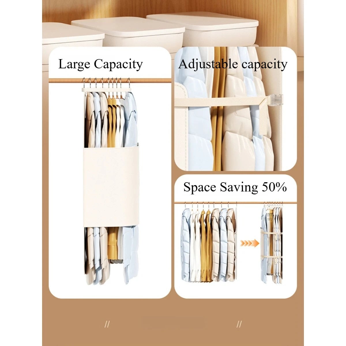Vacuum Compression Hanging Storage Bag 50% Space Saving Down Jackets