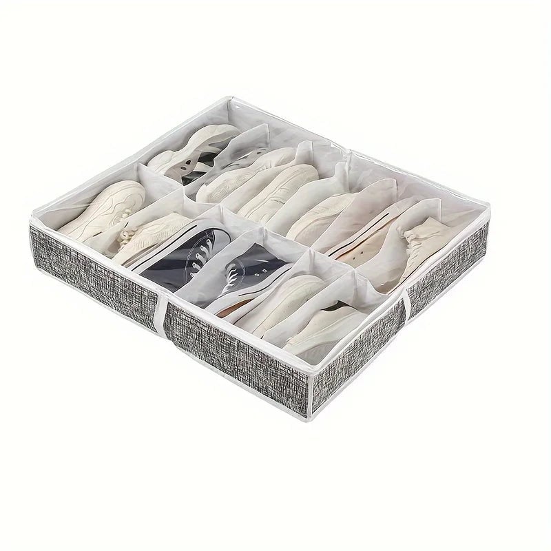 12 Compartment Foldable Transparent Shoe Storage Organizer Box