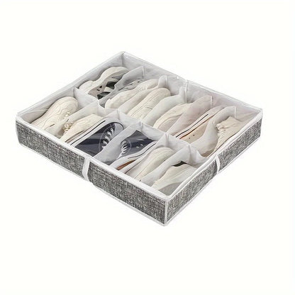 12 Compartment Foldable Transparent Shoe Storage Organizer Box
