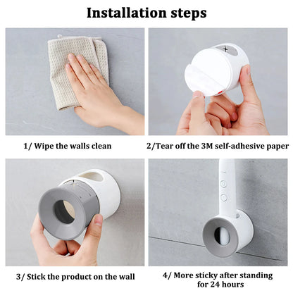 2pcs Wall Mount Electric Toothbrush Holder Self-Adhesive Bathroom