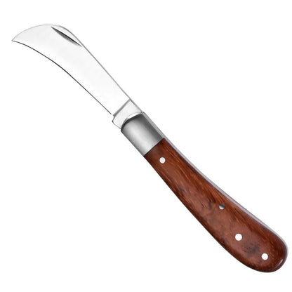 Folding Grafting Knife with Wooden Handle - Pruning Tool for Trees
