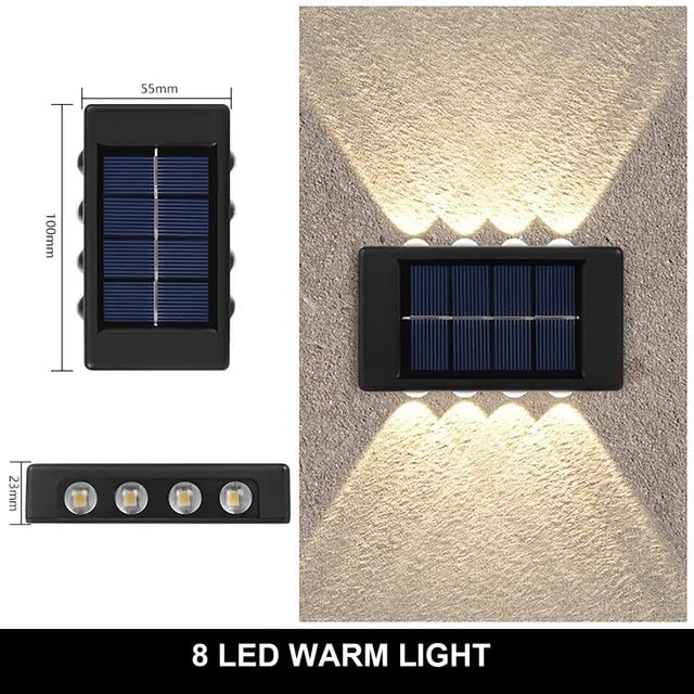 Waterproof Solar Wall Lamp Outdoor Up Down Warm Light Garden