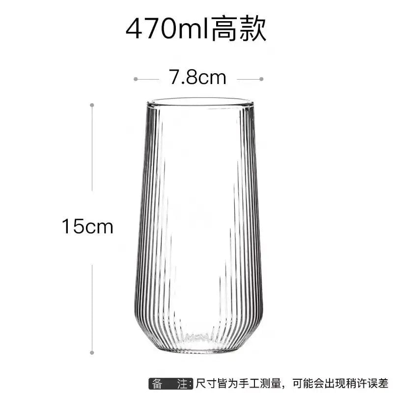 470ml Borosilicate Glass Cup - Vertical Striped Coffee Mug