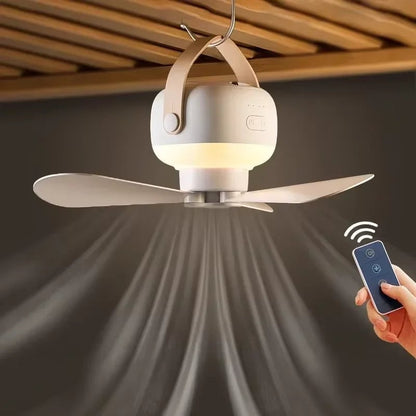 Portable Wireless Mini Ceiling Fan USB Remote Control Stand Night Light