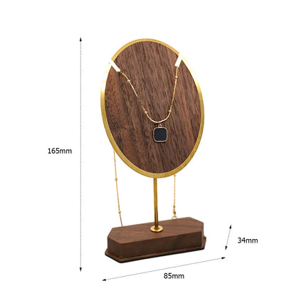 Copper Wood Jewelry Display Stand - Necklace Earrings Organizer