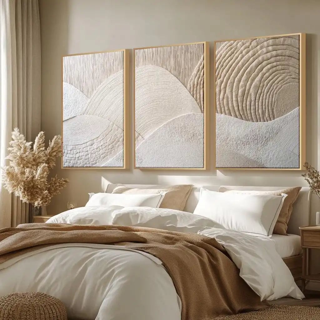 Japandi Triptych Canvas Wall Art Set Nature Abstract Modern Poster