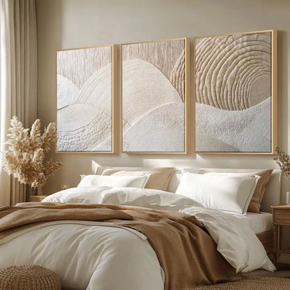 Japandi Triptych Canvas Wall Art Set Nature Abstract Modern Poster