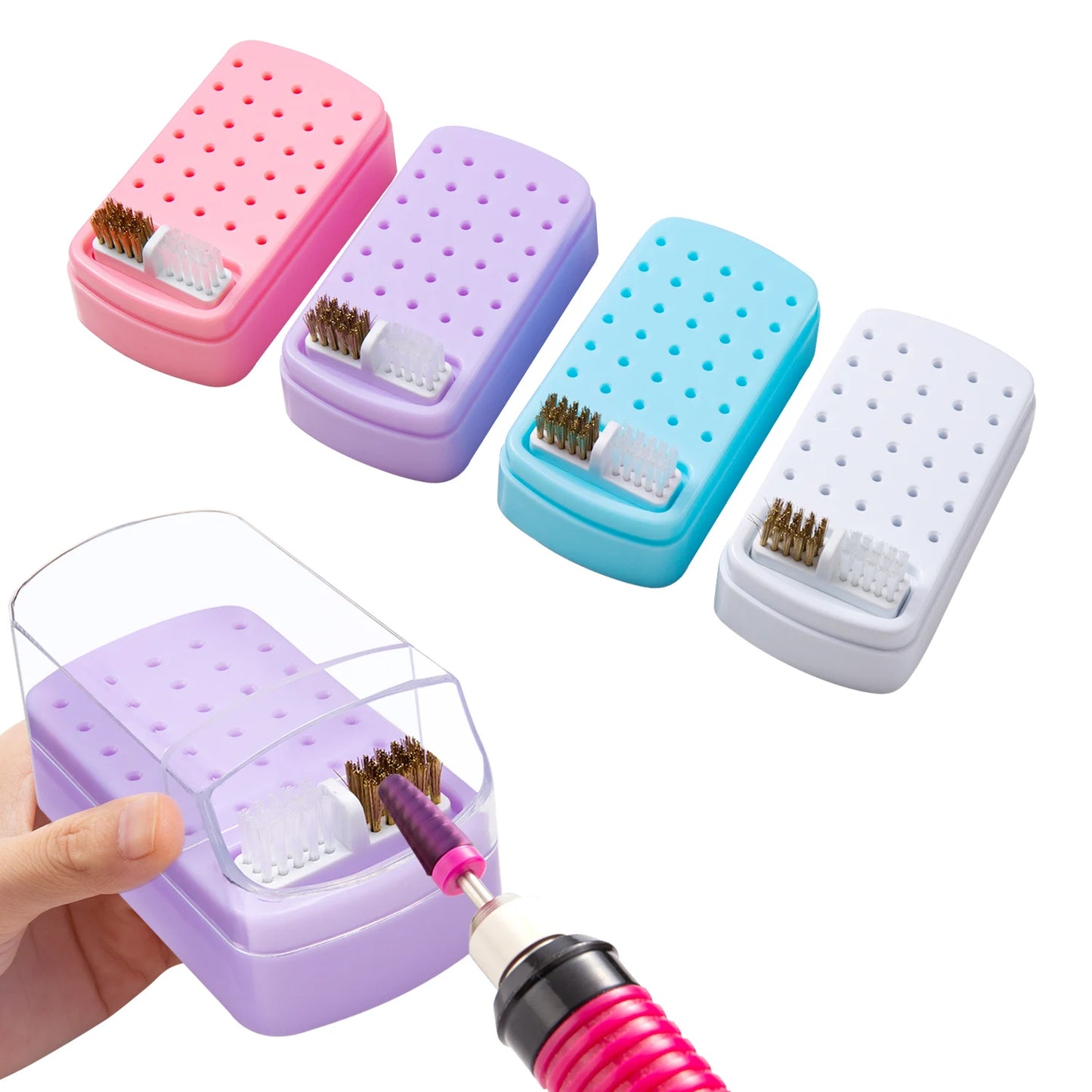 30 Slot Acrylic Nail Drill Bits Organizer Box Dustproof Storage