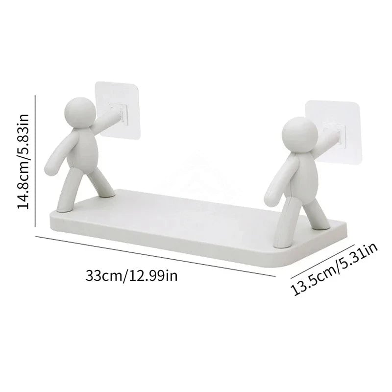 Self-Adhesive PP Bathroom Storage Rack Shampoo Shelf Organizer