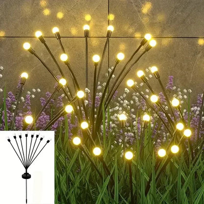 Solar LED Pathway Lights 6/8/10 Head Waterproof Garden Firefly Lamp