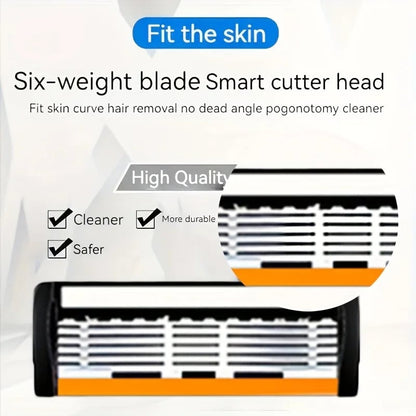 6-Layer Stainless Steel Safety Razor Set - Sharp Changeable Blade