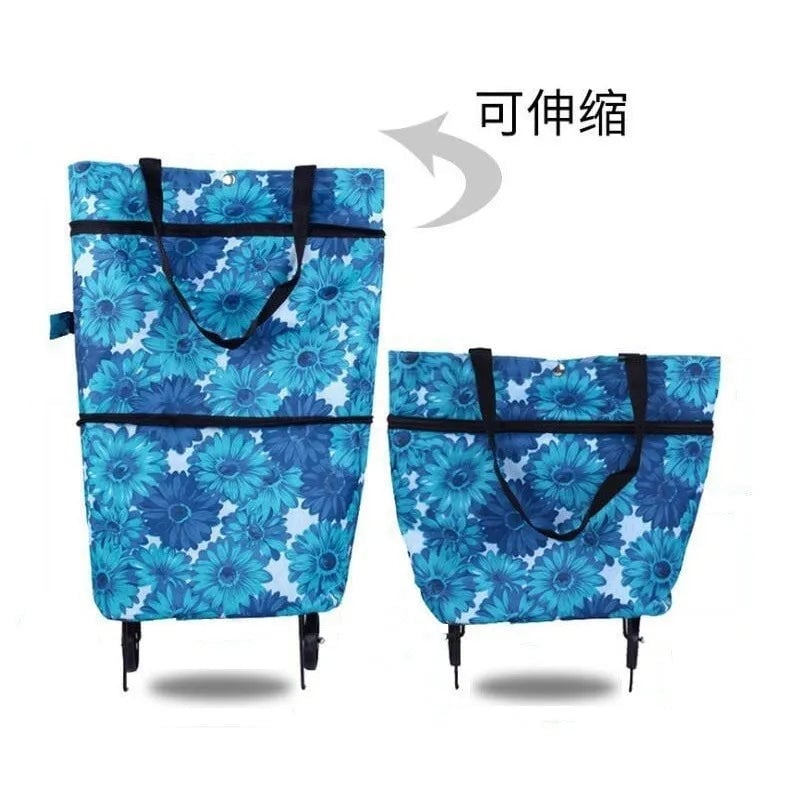 Foldable Shopping Cart with Wheels - Portable Grocery Trolley Backpack