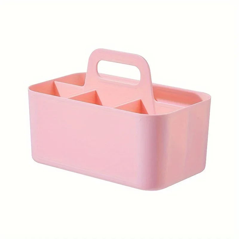 5-Compartment Plastic Storage Basket with Handle - Desk Organizer