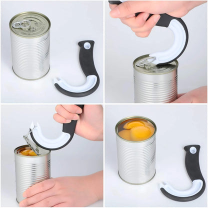 Ring Pull Can Opener J Hook Non-Slip Rubber Grip Easy Open Tool