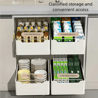 Pull Out Kitchen Storage Drawer with Slide Rails - Spice Organizer