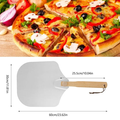 Foldable Pizza Spatula Metal Strip Wooden Handle Nonstick Tool