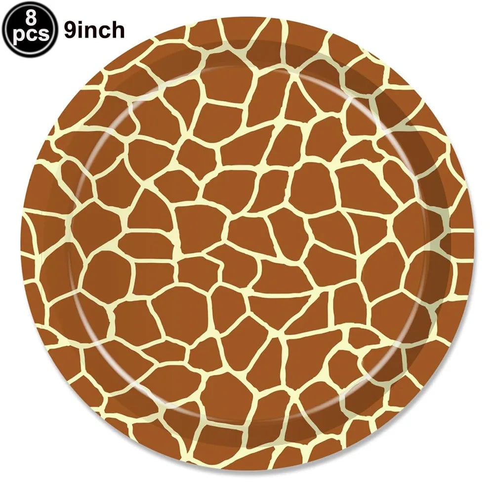 Jungle Animal Print Disposable Paper Plates Safari Party 8-Pack