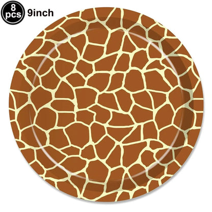 Jungle Animal Print Disposable Paper Plates Safari Party 8-Pack