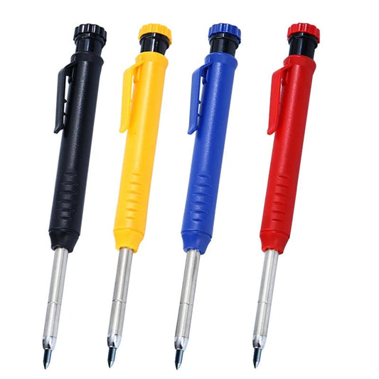 Solid Carpenter Pencil Set with Built-In Sharpener Deep Hole Marking
