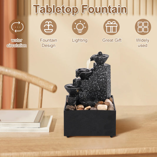Desktop Waterfall Fountain - Small Tabletop Water Feature Decor