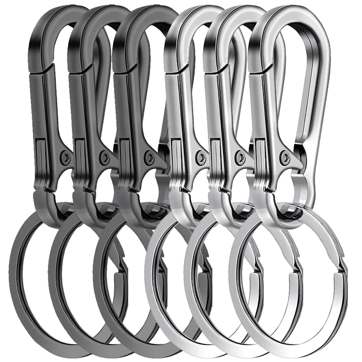 6Pcs Metal Carabiner Keychain Clips - Heavy Duty Key Ring Organizer