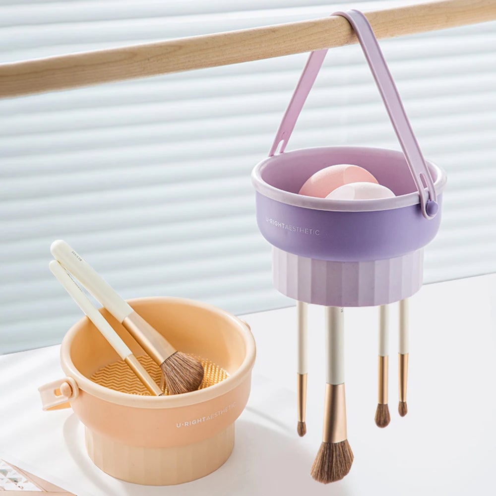 Makeup Brush Cleaning Bucket with Drying Rack & Storage Box Set