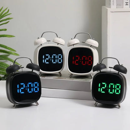 Voice Control Digital Alarm Clock Super Loud Double Bell Heavy Sleeper