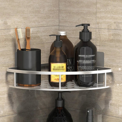 No Drill Corner Bathroom Storage Rack Wall Mount Shower Organizer