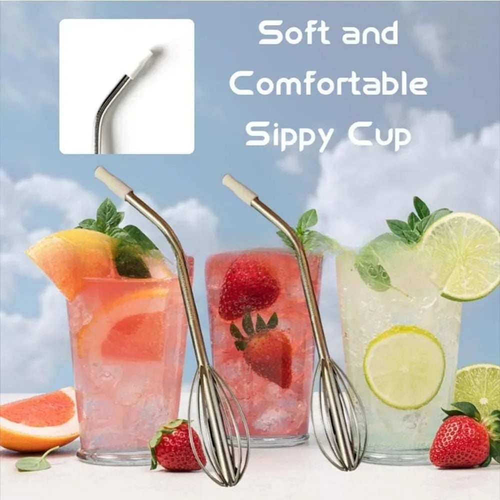 2-in-1 Whisk Straw Blender - Stainless Steel Reusable Mixing Straw