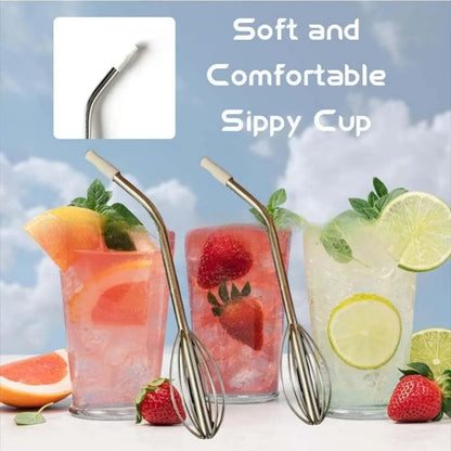 2-in-1 Whisk Straw Blender - Stainless Steel Reusable Mixing Straw