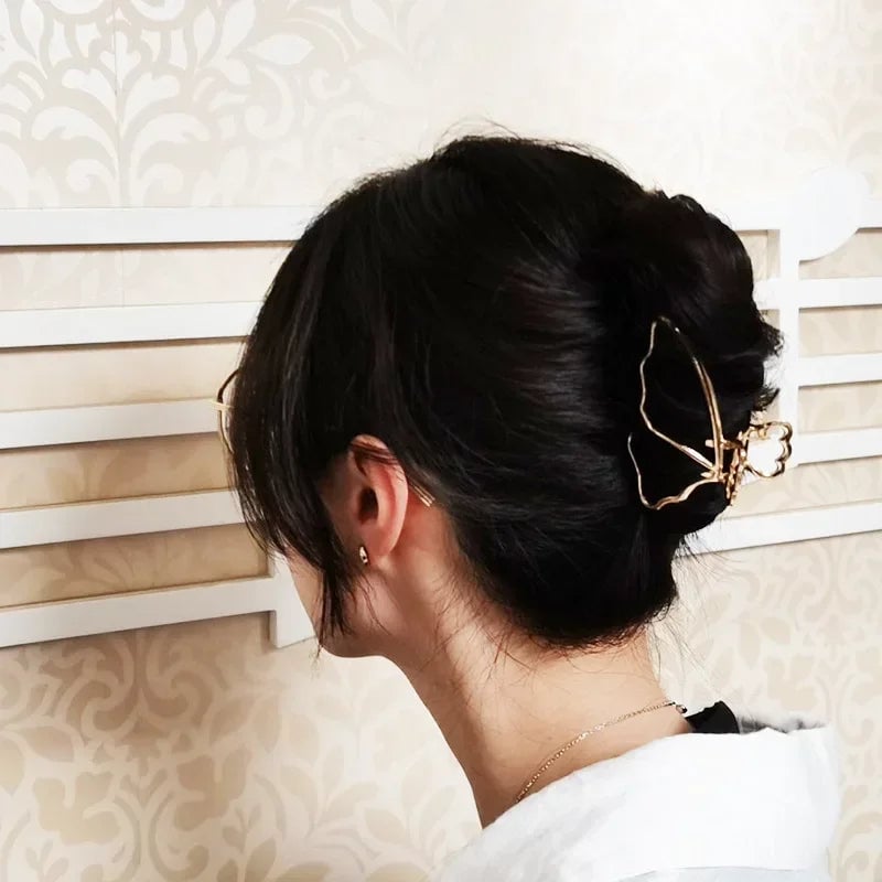Gold Butterfly Hair Claw Clip - Geometric Design Hair Accessory