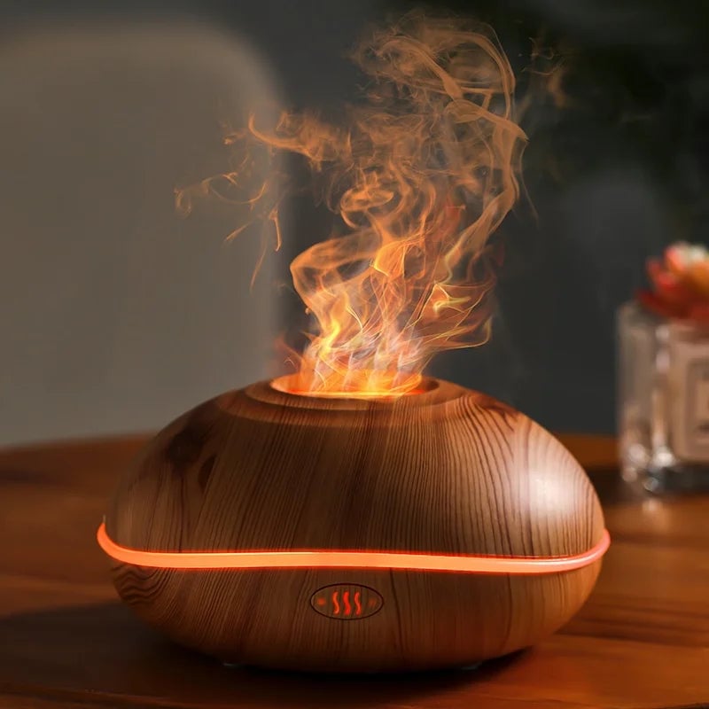 Flame Essential Oil Diffuser with Colorful LED Lights & Aromatherapy