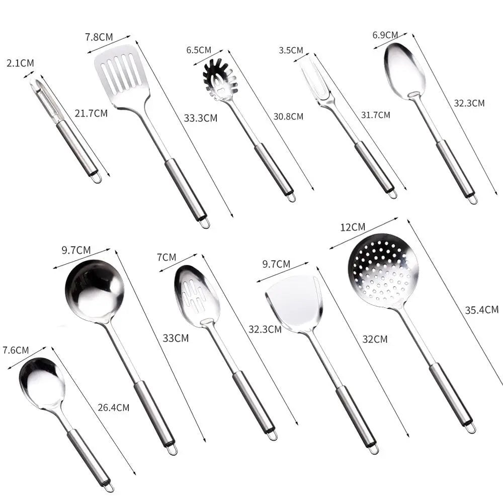 Stainless Steel Wok Spatula Set Long Handle Kitchen Utensils