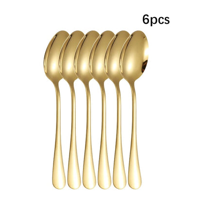 Golden Stainless Steel Cutlery Set - Thickened Hotel Grade Flatware