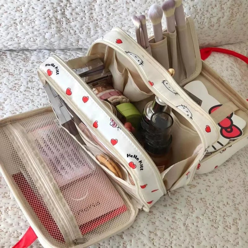 Hello Kitty 3-Layer Travel Makeup Organizer Cosmetic Storage Bag