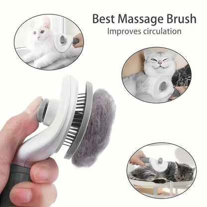 One-Click Pet Hair Removal Comb - Automatic Slicker Brush Dogs Cats