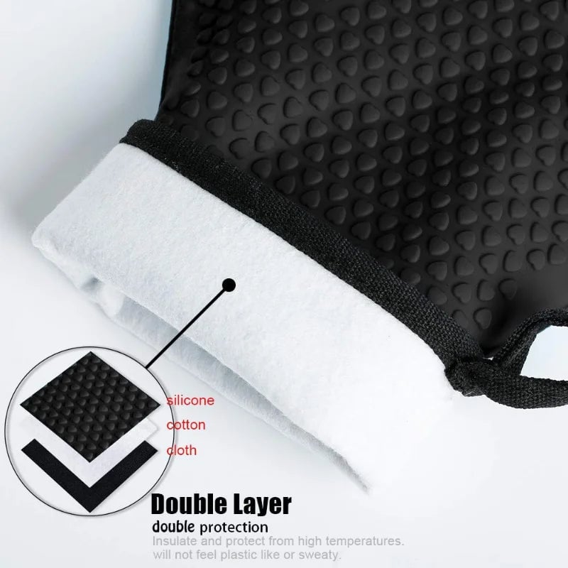 Heat Resistant Silicone Oven Mitts Anti-Scald BBQ Baking Gloves