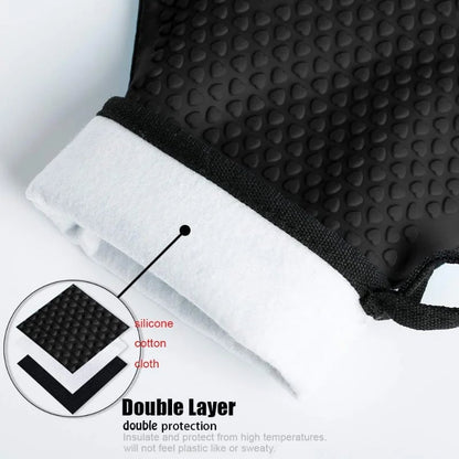 Heat Resistant Silicone Oven Mitts Anti-Scald BBQ Baking Gloves
