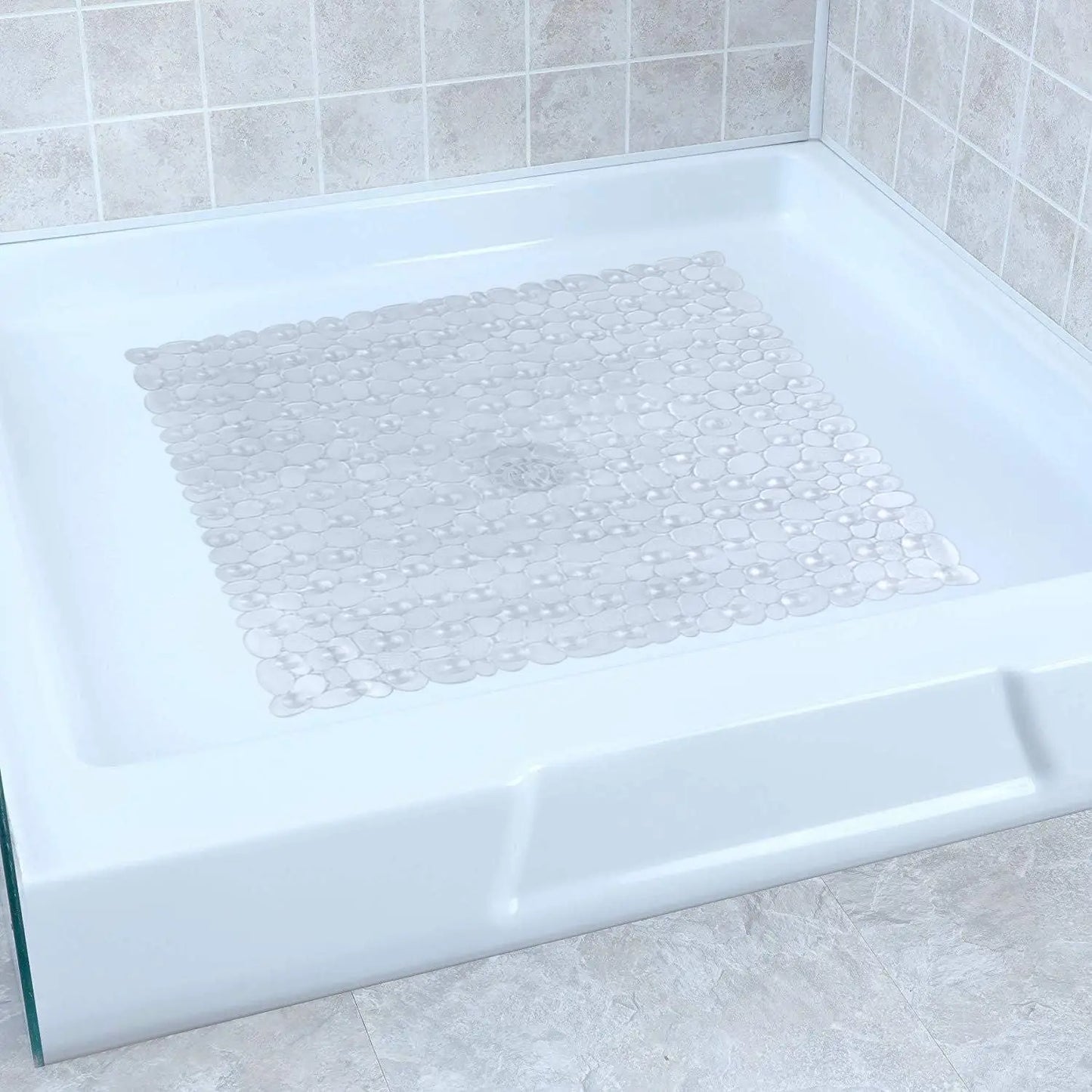 Square Non Slip Shower Mat 53x52cm Suction Cups Drain Holes Bath