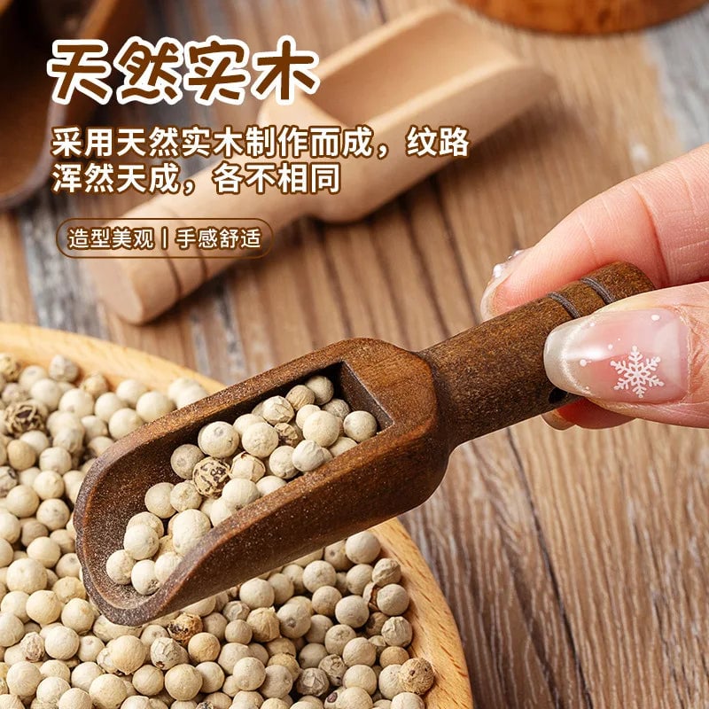Mini Wooden Salt Spoon Scoop - Retro Seasoning Spice Coffee Bean