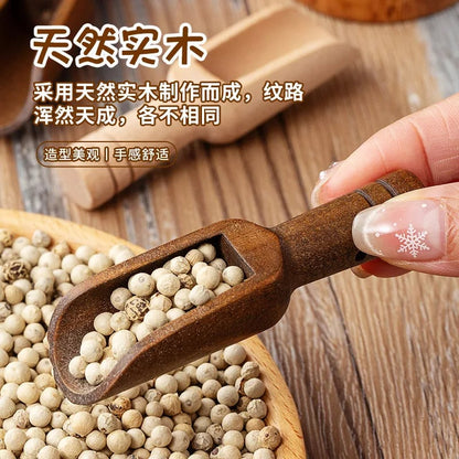 Mini Wooden Salt Spoon Scoop - Retro Seasoning Spice Coffee Bean